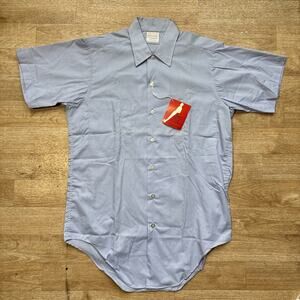 Deadstock Vintage 60s Conqueror Post Office Shirt Medium Klopman Short Sleeve
